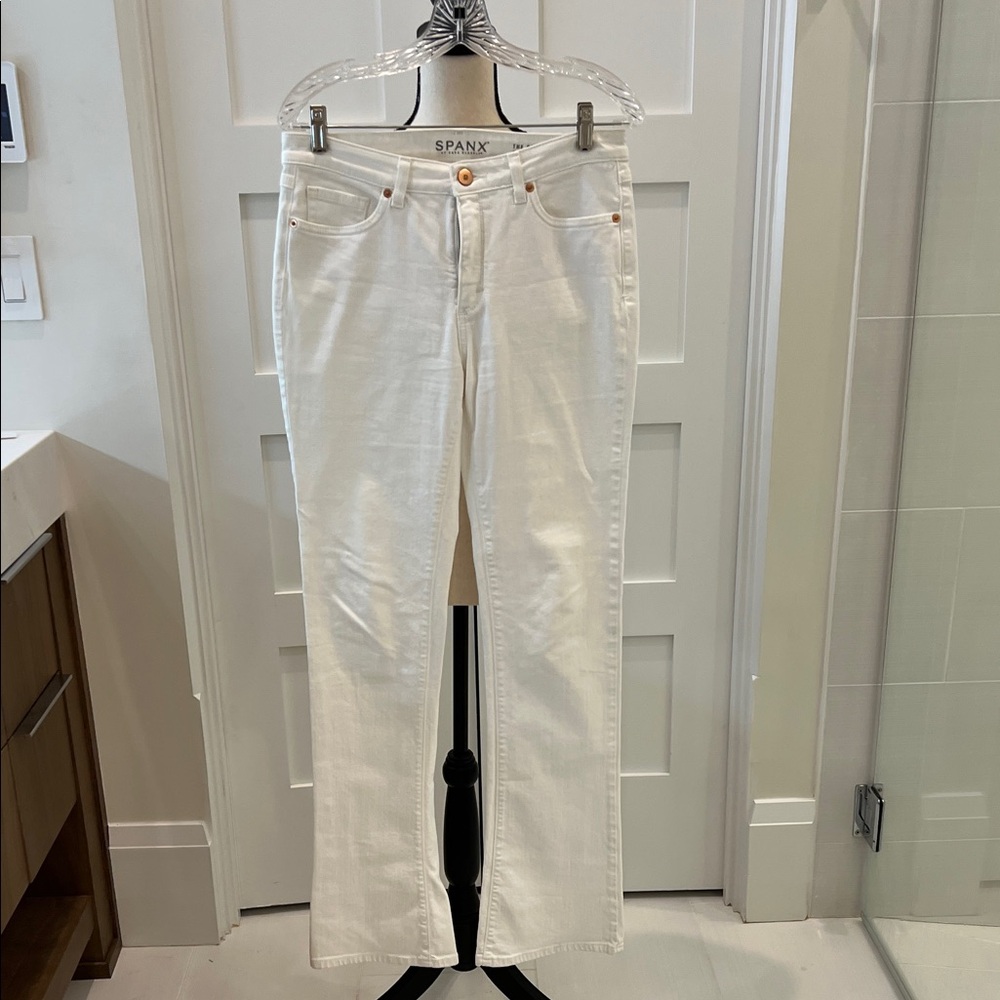 SPANX Women's Straight Leg White Jeans